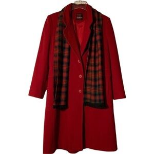 Vintage 70’s Union Made Montello MacKintosh Red Long Wool Dress Coat Size 14